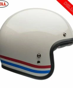 Coupon ✨ Bell Custom 500 DLX Stripes Open Face Helmet Pearl White 😉