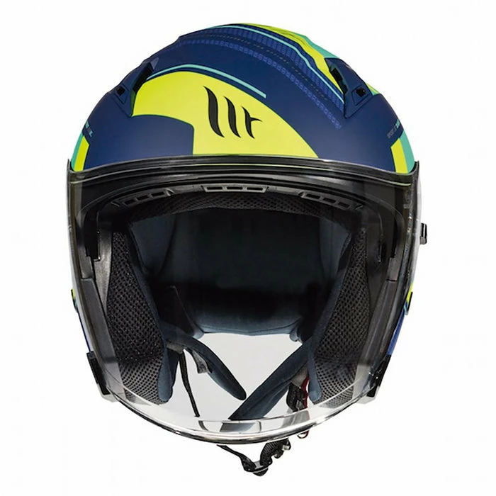 Cheap 👍 MT Avenue SV Sideway Open Face Helmet Matt Blue/Green/Fluo 🌟 - Image 3