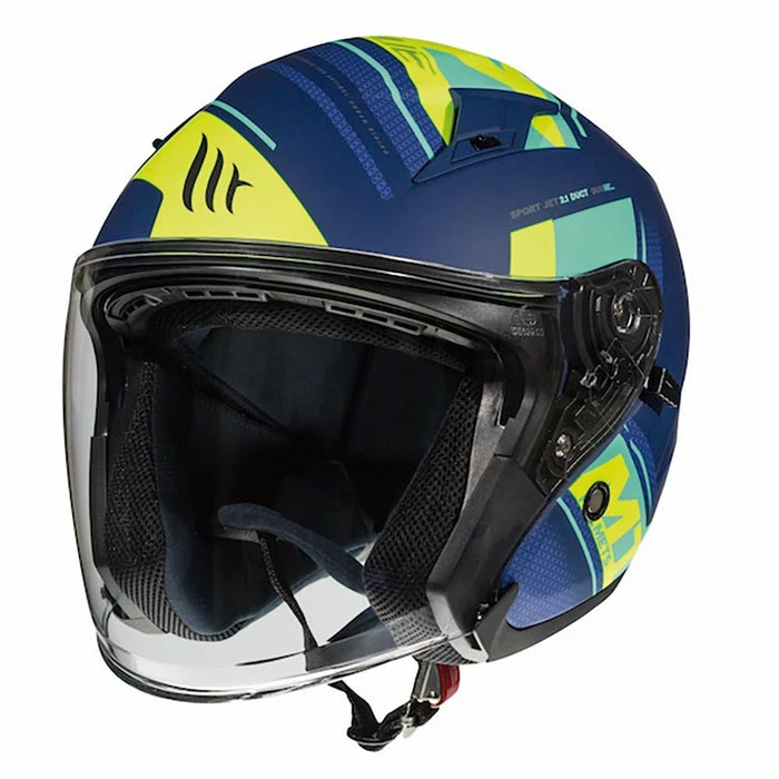 Cheap 👍 MT Avenue SV Sideway Open Face Helmet Matt Blue/Green/Fluo 🌟 - Image 4