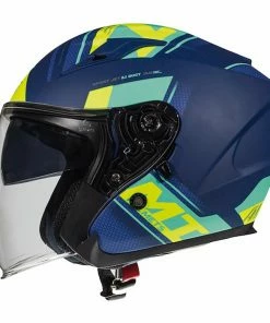 Cheap ๐ MT Avenue SV Sideway Open Face Helmet Matt Blue/Green/Fluo ๐