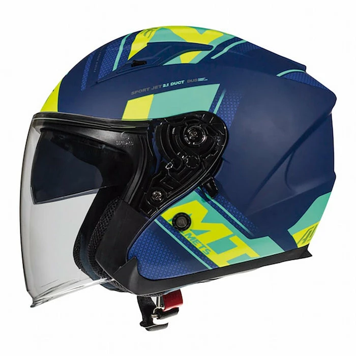 Cheap 👍 MT Avenue SV Sideway Open Face Helmet Matt Blue/Green/Fluo 🌟