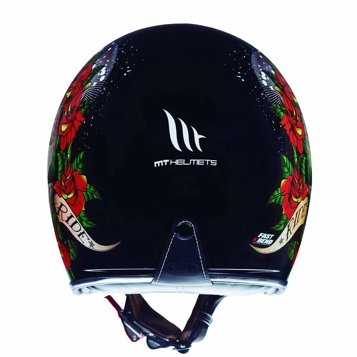Discount 🛒 MT Le Mans 2 Open Face Helmet Skull And Roses Black/Red 😉 - Image 2