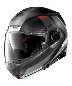 Flash Sale ❤️ Nolan N100-5 Hilltop Flip Up Helmet Matt Black/Grey 🤩