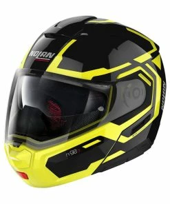 New 👏 Nolan N90-3 Driller Flip Up Helmet Black/Yellow ⭐