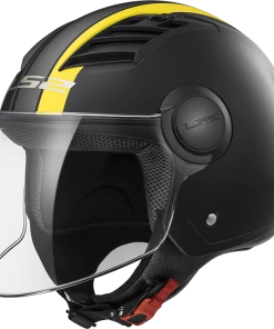 Best Sale 🔥 LS2 Airflow Metropolis Open Face Helmet Matt Black/Yellow 😉