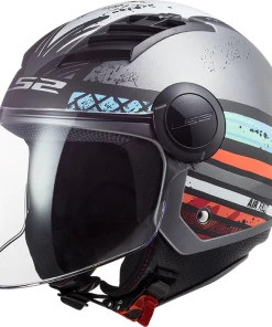 Cheapest 🔥 LS2 Airflow Ronnie Open Face Helmet Matt Silver/Blue 🎁