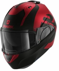 Promo ✔️ Shark Evo ES Flip Up Helmet Kedje Matt Red/Black 🔥