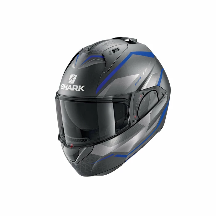 Cheap 🔥 Shark Evo ES Yari Flip Up Helmet Matt Anthracite/Blue/Silver ❤️