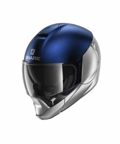 Cheap 👏 Shark Evojet Dual Flip Up Helmet Matt Silver/Blue 💯