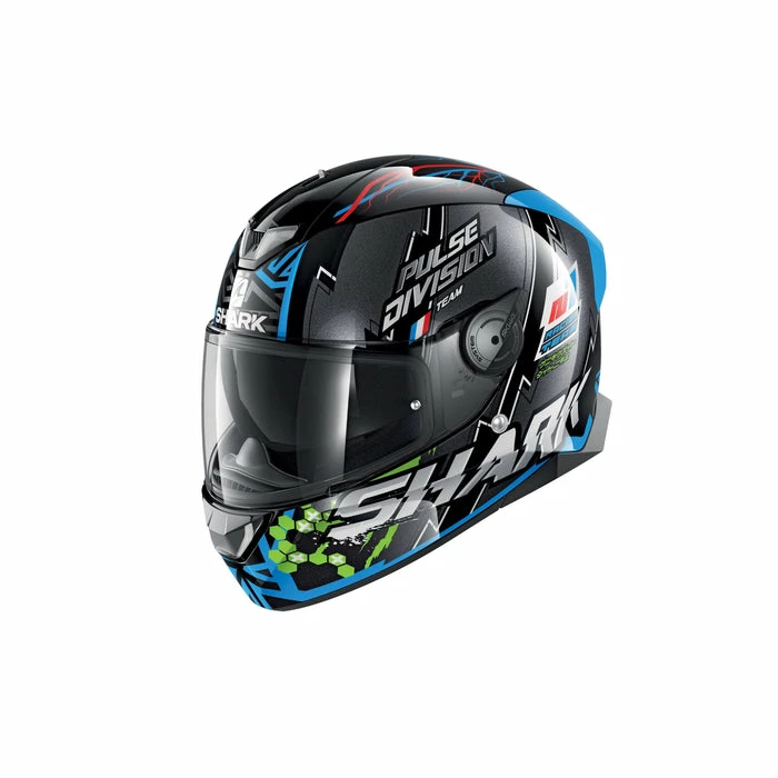 Brand new ๐ Shark Skwal 2.2 Noxxys Full Face Helmet With LED Lights Black/Blue/Green ๐งจ