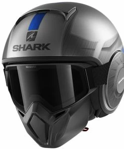 Brand new ⌛ Shark Street-Drak Tribute RM Open Face Helmet Matt Silver/Blue 😀